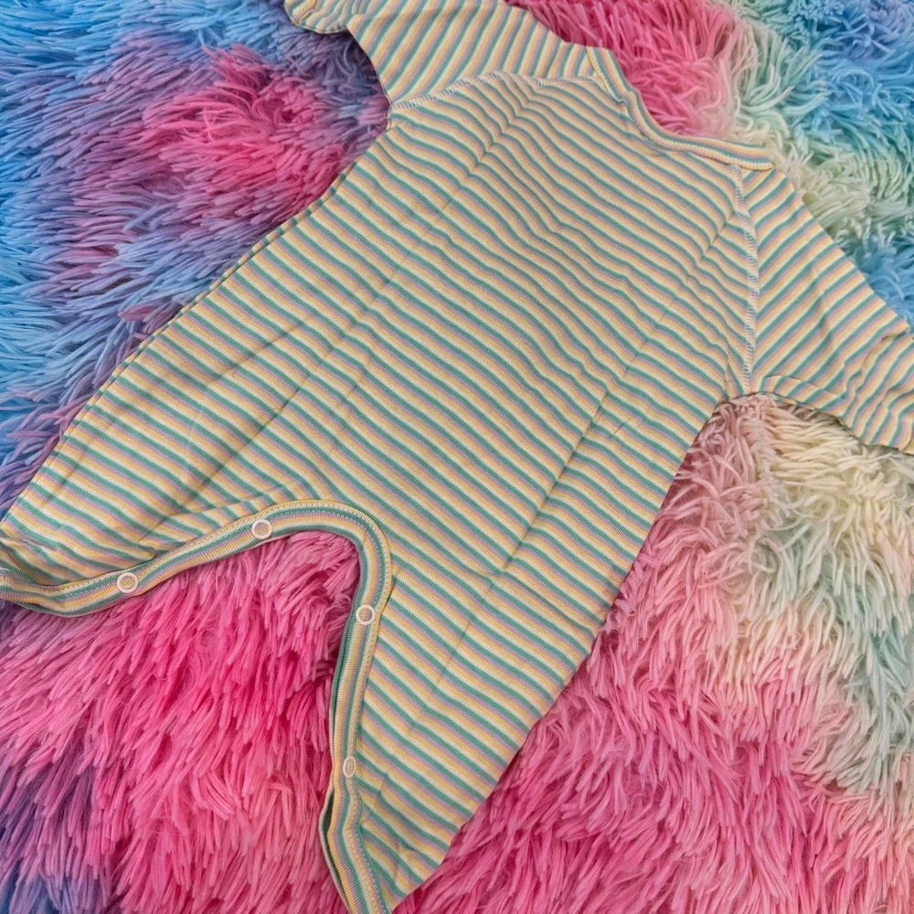 Ecobaby Organics Snap Kimono Infant Size 0-6M Multi Stripe Organic Cotton Romper
